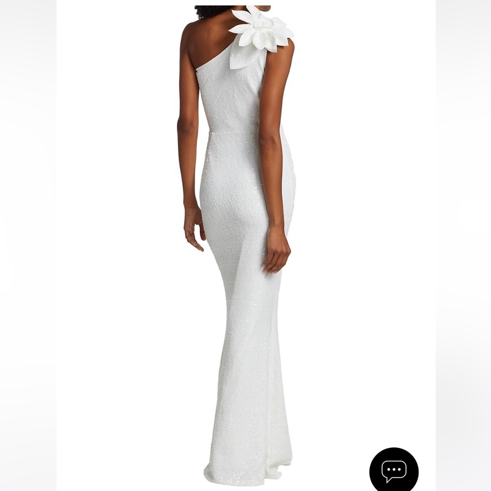Chiara Boni Keila Metallic One Shoulder Gown